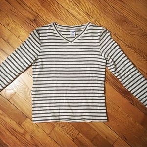Striped long-sleeve v-neck
